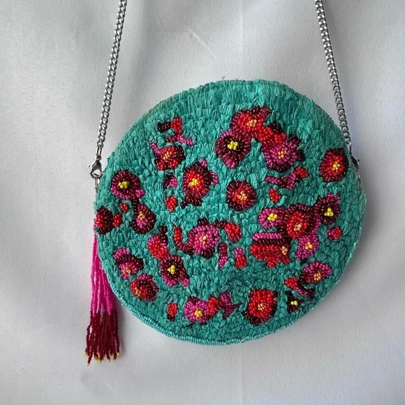 Anthropologie beaded circle crossbody bag - Picture 2 of 7